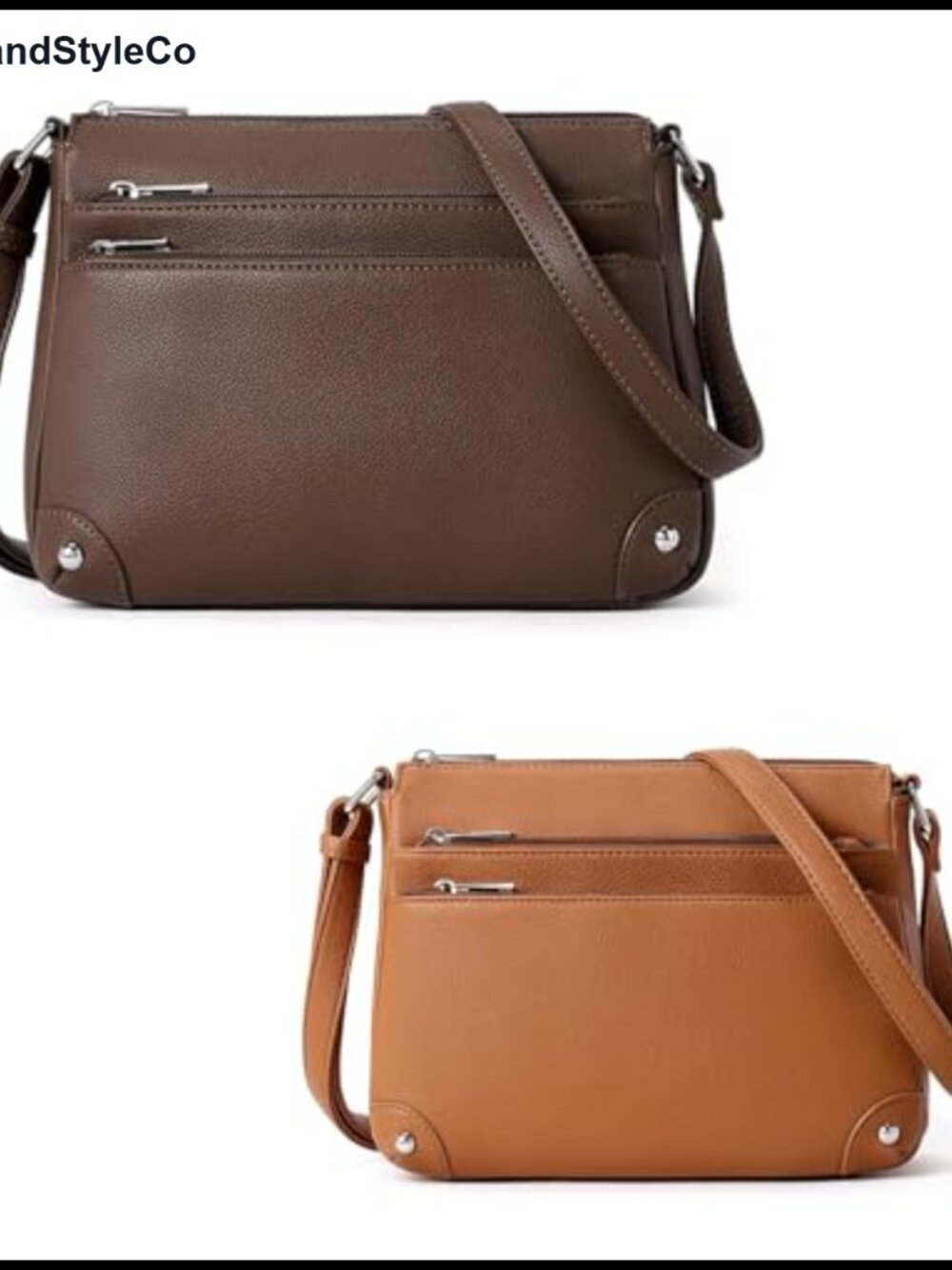 WESTBRONCO Vegan Leather Crossbody Satchel Multi Zip Purse